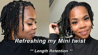 How I refresh my mini twist for “Length Retention” |Natural Hair| two-strand twist