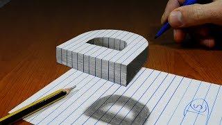 3D Trick Art On Line Paper, Floating Letter D