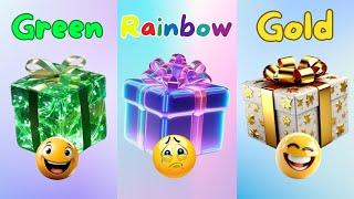 Choose Your Gift ..! 3 Gift Box Challenge | 1 Bad vs 2 Good | Green, Rainbow & Blue #chooseyourgift