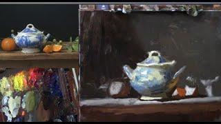 How to paint blue and white porcelain - Full Still Life Oil Painting Demonstration