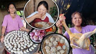 Family MOMO party | Home-made Chicken MOMO making & Eating at bhojpurमाइतिमा कुखुराको मम बनाएर खाइयो