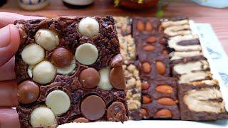 Fudge Brownies With 6 Different Toppings,NO CHOCOLATE,NO BUTTER |Best Chocolate Fudge Brownies Ever