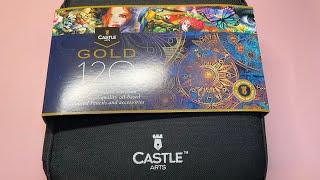 Castle art 120 Gold Pencils with extras | Adult Colouring