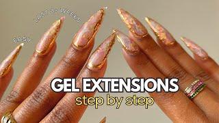 How To Do Gel X Nails at Home! | Prep Routine For Lasting Results | Pink Marble Nails Tutorial