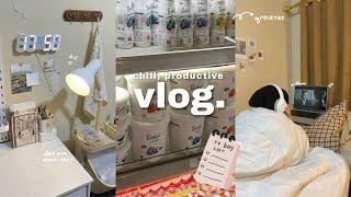 daily vlog : grocery shopping, desk makeover, new headphones, chill productive days