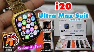 i20 Ultra Max Suit Smart Watch 10 in 1 Review Setting | 2.3 Display BT Calling | Wireless Charging