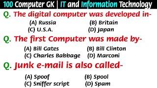 100 Computer GK  Questions and Answers In English | Computer General Knowledge about IT and Info. GK