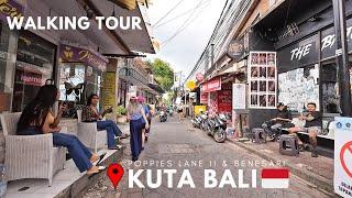 Bali Walking Update | Midday Virtual Walking Tour At Poppies Lane 2 & Benesari KUTA BALI Today 2025