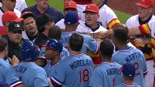 TEX@HOU: Odor, Conger exchange words as benches clear