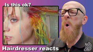 Hairdresser Reacts To DIY  Rainbow Hair