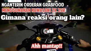 Reaksi orang disekitar ojol nganter orderan grabfood menggunakan kawasaki Zx 25R punya Paropo Nauli