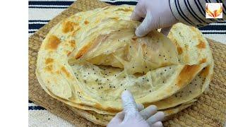 Yemeni MALAWAH recipe "FlatBread" Multi Layered "Bread" Layers | Layered Flat Yemeni Bread | 4K HD