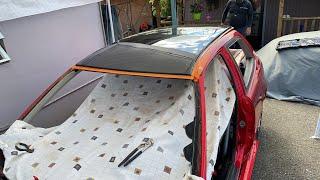 Eg Civic Installation NEW CARBON FIBER ROOF by El Tai Customs