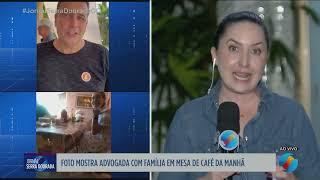 Imagem mostra Amanda Partata com família em mesa de café da manhã