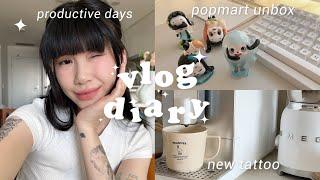 productive vlog 🫧 cozy & productive days of my life, new tattoo, making pizza, unboxing popmart 