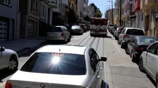 Cable car stopped to wait for an ambulance
