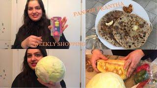 Paneer Paratha and Weekly Grocery shopping | Stuffed Paratha Recipe|#charurecipe| | UK vlogs|