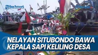 KEPALA SAPI DIARAK KELILING DESA, Tradisi Petik Laut dengan Larung Sesajen di Situbondo