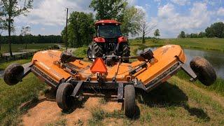 Batwing mower and the big red tractor! This thing is awesome!