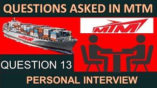 MTM Personal Interview Questions Asked || Merchant Navy Placement Question 13 ||Marine RedFox