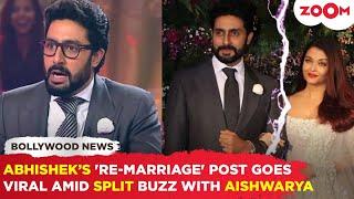 Abhishek Bachchan's post about 'RE-MARRIAGE' goes VIRAL amid divorce rumours with Aishwarya Rai