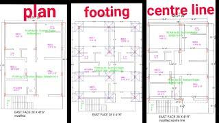 28 × 40 house plan Footing centre line drawings