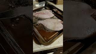 Новый засол камбалы. Сбились со счета какой. Камбала получается просто бомба. Прозрачная и жирная.