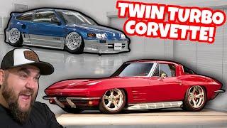 V8 HONDA GETS MORE HORSEPOWER! BUILDING THE BADDEST 1964 CORVETTE EVER! TWIN TURBO HOT ROD AIR BAGS