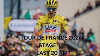 Tour de France 2024 – Stage 14 LAST 20 KM -- TADEJ POGAČAR supremacy over JONAS VINGEGAARD