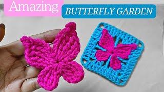 FREE TUTORIAL Realistic and Cool Crochet Granny square ButterflyTutorial For beginners @sara1111