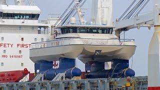 4K | New SWATH Yacht AL MAKHER - Special Transport on HHL-Venice Cargo Vessel