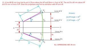 Projection of Lines | To find True Inclination with HP & VP, Given A Point & B Point Dimensions