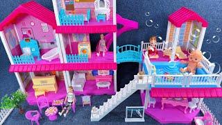 9 Minutes Satisfying with Unboxing Barbie Dream House，With Swimming Pool & Slide ASMR | Review Toys