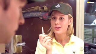 Brie Larson & Greta Gerwig smoking cigarette 