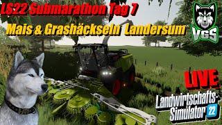 LS22 | Submarathon Tag 7 | Mais & Grashäckseln | Projekt Landersum Map  Live