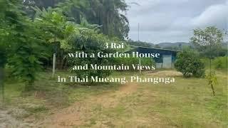 3 Rai Land with House, Fruit Orchard, and Mountain Views for Sale in Thai Mueang, Phangnga