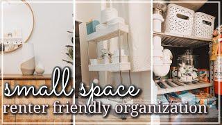 SMALL SPACE ORGANIZATION ON A BUDGET 2021 / RENTER FRIENDLY KITCHEN ORGANIZATION HACKS & IDEAS