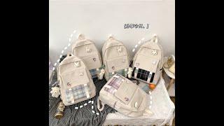 TAS RANSEL WANITA BAHAN KANVAS KVC9139 - TAS FASHION KOREA