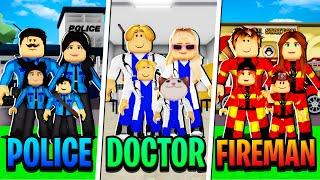 POLICE FAMILY vs DOCTOR FAMILY vs FIREMAN FAMILY in Roblox BROOKHAVEN RP!!