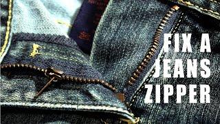 How to Restart/Repair a Pant/Jeans Zipper - Replace a Jeans Pull Tab - Fix Missing Zipper Teeth