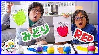 Learn Colors with Paint in English and Japanese for Kids with Ryan!!!