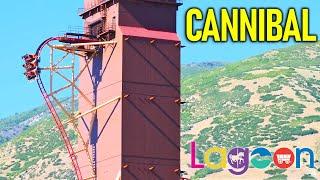 CANNIBAL Elevator Lift Coaster POV - Front On Ride - Lagoon, Utah