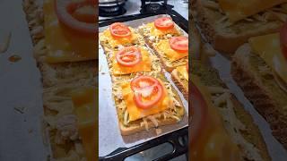 Crispy toast with plenty of ingredients in the oven