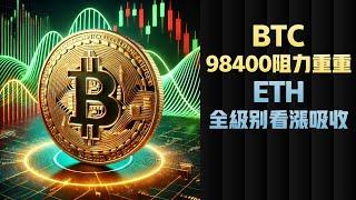 比特币平回调至POC价格附近横盘整理，向上重点关注98400！ETH很弱？全时段看涨吸收！（建议1.5倍速观看） 比特币行情分析|  比特幣交易策略|ICT|订单流|BTC