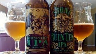 Stone Ruination IPA Vs. Stone RuinTen IPA Side-by-Side Review DJs BrewTube Beer Review #337-338