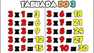 Tabuada do Três || Ouvindo e Aprendendo a tabuada de Multiplicação do número Três || Tabuada do 3