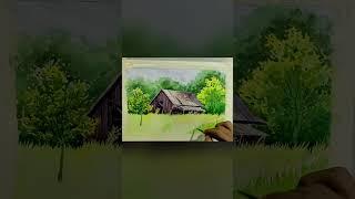 How to paint an abandoned house with watercolor #shorts