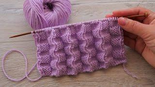 Двухсторонный 3D узор спицами  Double sided 3D knitting pattern