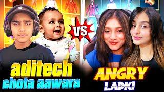 Chota Aawara And Aditech Vs Angry Girl  Funniest Collection Versus || Free Fire