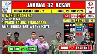 Jadwal 32 Besar China Master 2024 Hari Ini Day 2 ~ JORJI vs THAILAND ~ DEGLO vs CHINA ~ 6 Wakil INA